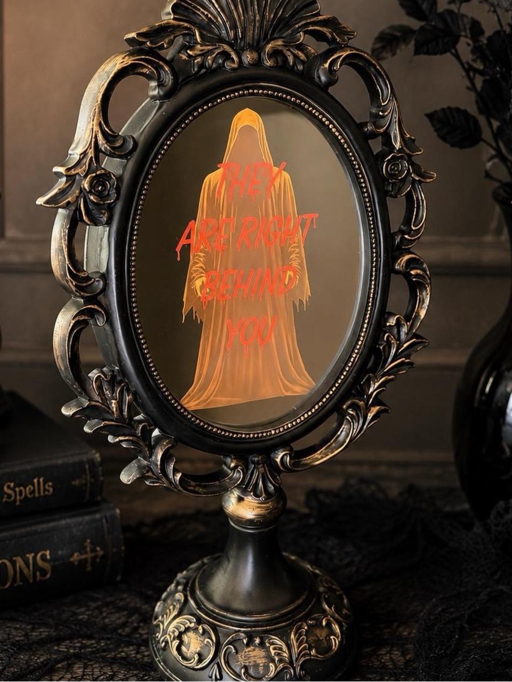 Martha Stewart Halloween Viral LED Lighted Spooky Mirror They Are RightBehindYou